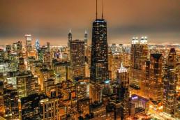 Chicago skyline-by-night