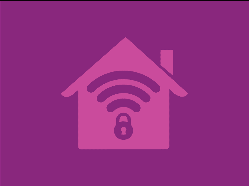 Outline of home with secure WiFi on magenta