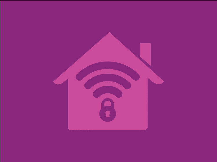 Outline of home with secure WiFi on magenta