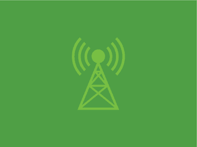 Outline of a cell tower on a green background