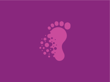 Outline of a footprint on magenta background