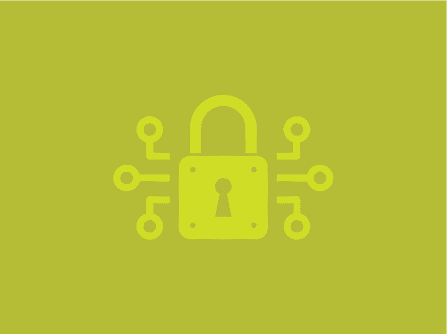 Outline of a padlock on an acid green background