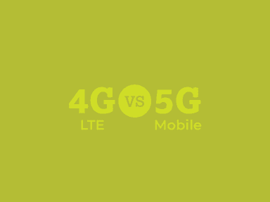 Text that says 4G LTE vs. 5G Mobile on a neon yellow background