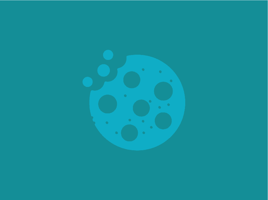 Outline of a chocolate chip cookie on a blue background
