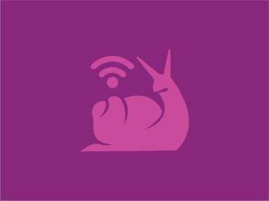 An outline of a snail with a WiFi symbol coming off its back.
