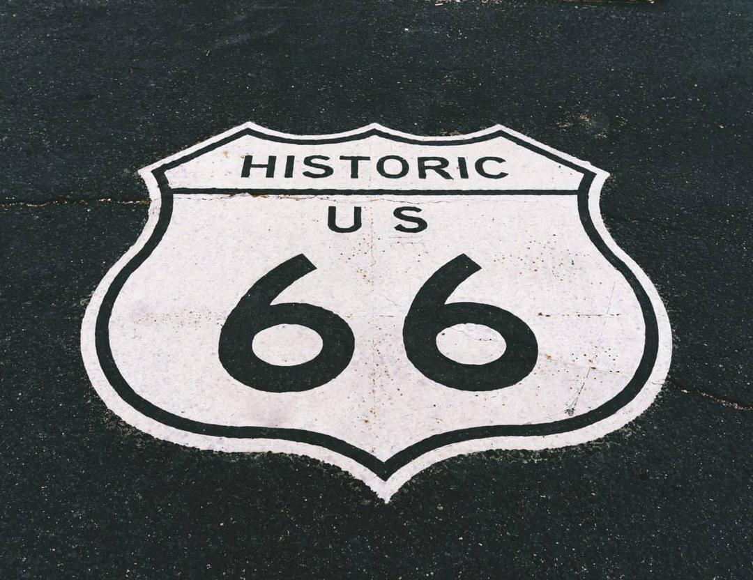 Springfield MO Route 66 Car Museum road sign in pavement