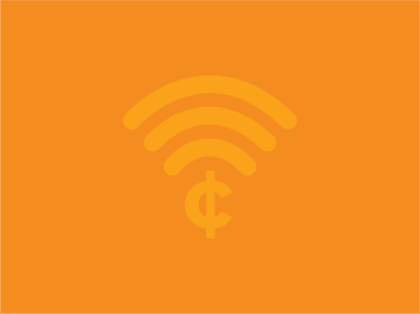 WiFi symbol with a cent in the middle to represent cheap internet
