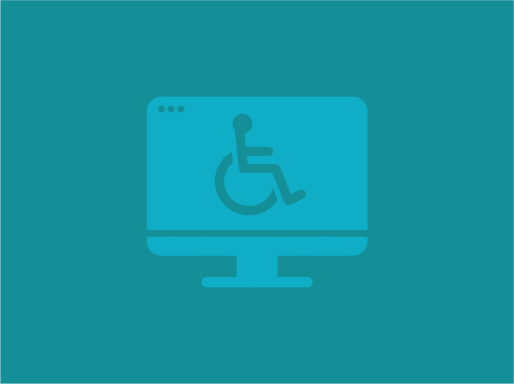 Handicap icon layered over a computer monitor