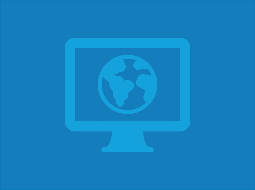 Graphic of a computer monitor with a globe on it