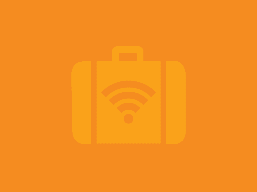 Suitcase with a WiFi symbol on it