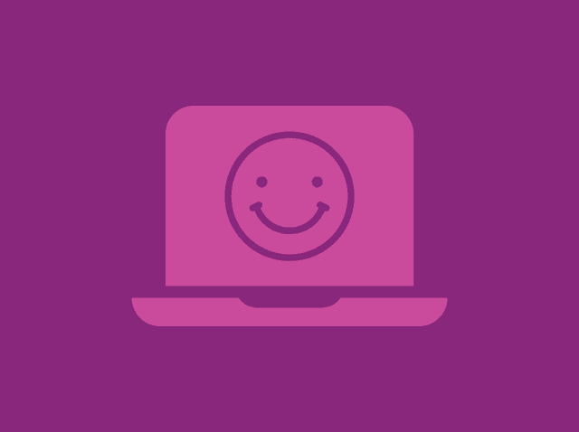 Illustration of a laptop with a smiley face on the screen