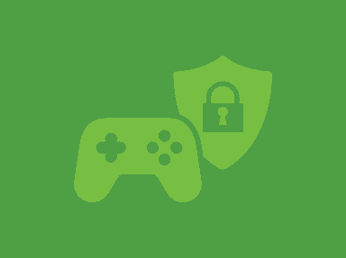 Outline of an Xbox controller and a security shield